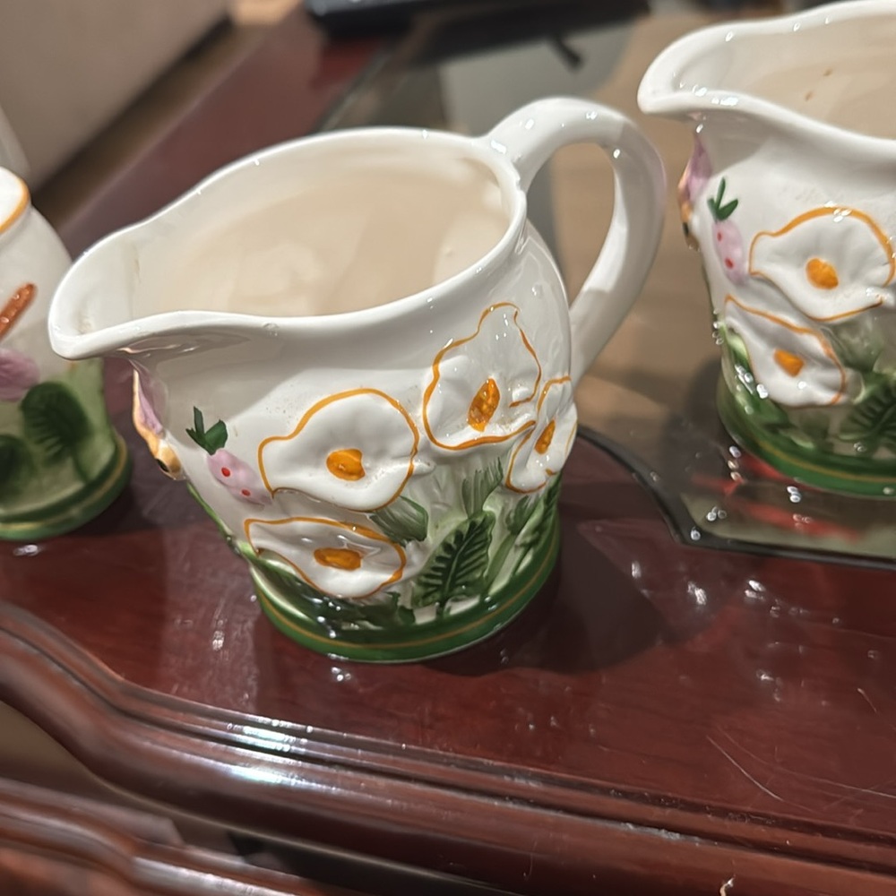 Vintage set of 4 serving mugs for your salad dressing with salt + pepper - Picture 5 of 5